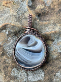 Striped Agate and Copper Pendant