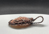 Self collected Beautiful Natural Calico Scallop Sea Shell Pendant wrapped in handwoven Copper with Pink and White Tourmaline accent