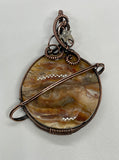 Agate Planet Pendant in Copper with Quartz Star Dangle.