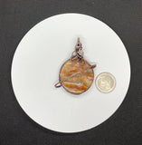 Agate Planet Pendant in Copper with Quartz Star Dangle.