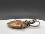 Agate Planet Pendant in Copper with Quartz Star Dangle.
