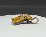 Carved Tiger Eye Cat Pendant in Wire Wrapped Copper with copper heart collar. For the cat lovers!