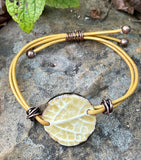 Lovely Ceramic Leaf and Leather Bracelet.