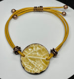 Lovely Ceramic Leaf and Leather Bracelet.