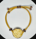 Lovely Ceramic Leaf and Leather Bracelet.