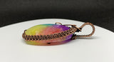 Colorful Rainbow Quartz (dyed) wrapped in handwoven copper. A great way to brighten any day!!