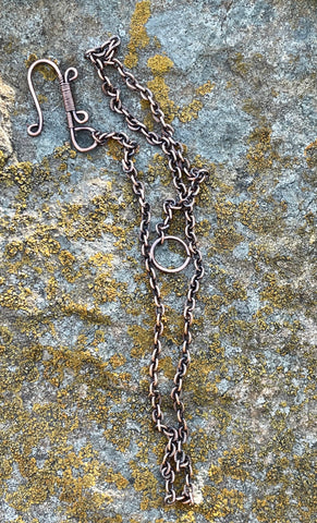 19" solid Copper chain with handmade clasp.  