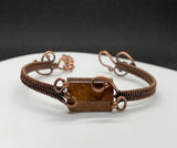 Woven Copper and Picasso Jasper Bracelet - adjustable