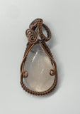 Rose Quartz Teardrop Pendant in Copper