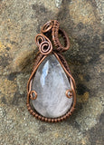Rose Quartz Teardrop Pendant in Copper