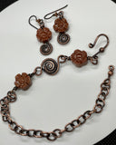 The Bracelet and Earrings set includes Goldstone Flower and Copper Earrings with Niobium Ear Wires and an adjustable Goldstone Flower and Copper Bracelet.