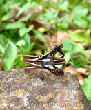 Hammered Copper and Square Crystal Ring - size 11