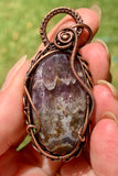 Amethyst Lace Agate Pendant in Copper