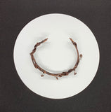 Woven Copper Cuff Bracelet with Glass Dangles - adjustable
