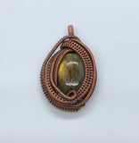 Golden Labradorite Pendant wrapped in Copper