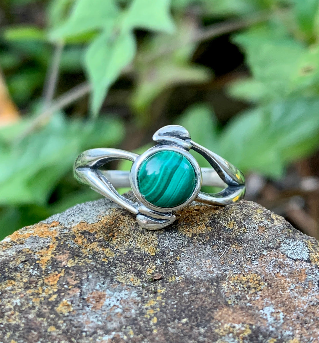 Sterling store silver malachite ring.