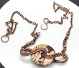wire wrapped zebra jasper donut necklace