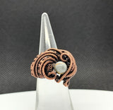 Venus Jasper and wire wrapped Copper Ring - Size 5