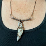 Statement Crazy Lace Agate Necklace in Wire Wrapped Copper.