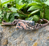 Colorful Leopard Skin Jasper on this Adjustable Wire Wrapped Copper Bracelet.
