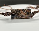 Colorful Leopard Skin Jasper on this Adjustable Wire Wrapped Copper Bracelet.