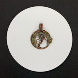 Handmade Copper Tree Pendant using heavy gauge Copper as the frame with Labradorite chip leaves and a Larvikite Moon