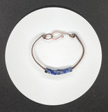 Wire Wrapped Copper Bracelet with Blue Sodalite Square Beads.