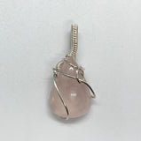Rose Quartz Pendant in Sterling and Fine Silver