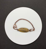 Matte Finish Bamboo Leaf Jasper and wire wrapped Copper Bracelet