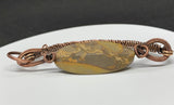 Matte Finish Bamboo Leaf Jasper and wire wrapped Copper Bracelet