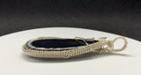 Black Agate Slice Pendant wrapped in Sterling and Fine Silver