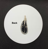 Black Agate Slice Pendant wrapped in Sterling and Fine Silver