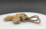 Carved Pictured Jasper Cross Pendant in wire wrapped copper.