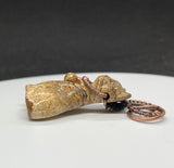 Carved Picture Jasper Cat Pendant in Wire Wrapped Copper. For the cat lovers!