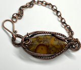 Wire Wrapped Copper and Bamboo Jasper Adjustable Bracelet.