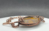 Wire Wrapped Copper and Bamboo Jasper Adjustable Bracelet.