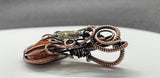 Swirling Goldstone Pumpkin Pendant in Copper with Glass Leaf Accent. Perfect for Fall