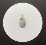 This Burro Creek Agate Pendant is a stunning and unique piece of jewelry, featuring a rare Burro Creek Agate stone with natural dendritic formations resembling trees. Wrapped in high-quality sterling silver (.925) and fine silver (.999), this pendant combines nature’s artistry with expert craftsmanship. The addition of Czech glass accent beads further enhances its beauty, making this pendant a timeless and eye-catching piece.