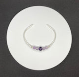 Heavy Gauge (.925) Sterling Silver Bracelet with Amethyst and Dog Tooth Amethyst.