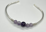 Heavy Gauge (.925) Sterling Silver Bracelet with Amethyst and Dog Tooth Amethyst.