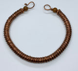 Square and Round Copper Coiled Copper Bracelet with Brown Jasper Beads