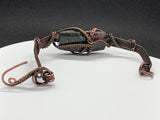 Hand woven Copper bracelet with Candlelite and Dumortierite bead accents.