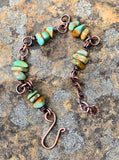 Adjustable Kingman Turquoise Chips Bracelet in Copper.