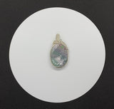Purple, Green and White Fluorite Pendant in wire wrapped Sterling (.925) and Fine (.999) Silver with Swarovski Bead Accents.