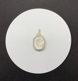 White Plume Agate Pendant in wire wrapped Sterling (.925) and Fine (.999) Silver with Swarovski Crystal Accents.