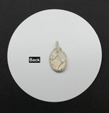 White Plume Agate Pendant in wire wrapped Sterling (.925) and Fine (.999) Silver with Swarovski Crystal Accents.