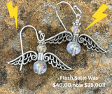 Mixed Metal and Iridescent Glass Sterling Silver Angel Earrings