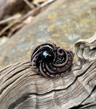 Wire Wrapped Copper and Black Onyx Ring. Size 9 1/2