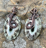 Hypoallergenic Limpet Shell Earrings in wire wrapped Copper.  A unique one of a kind pair!