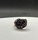 Wire Wrapped Copper and Black Onyx Ring. Size 9 1/2